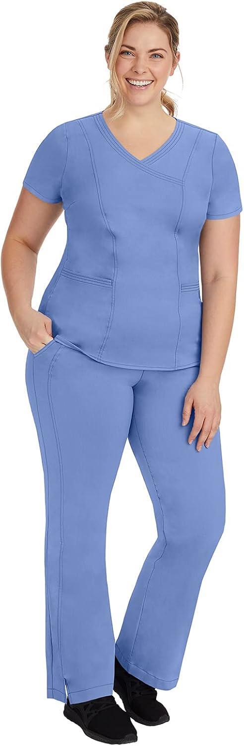 imageHealing Hands Scrubs for Women Mock Wrap Neck Top 2 Pocket Purple Label Womens Scrub Top 2172 JordanCeil