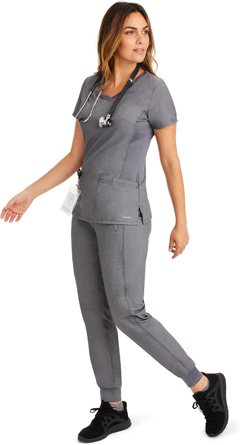 imageHealing Hands Womens Scrub Jogger Pant Tara with 6 Pockets Durable 2Way Stretch and Easy Care Fabric  9233Heather Grey