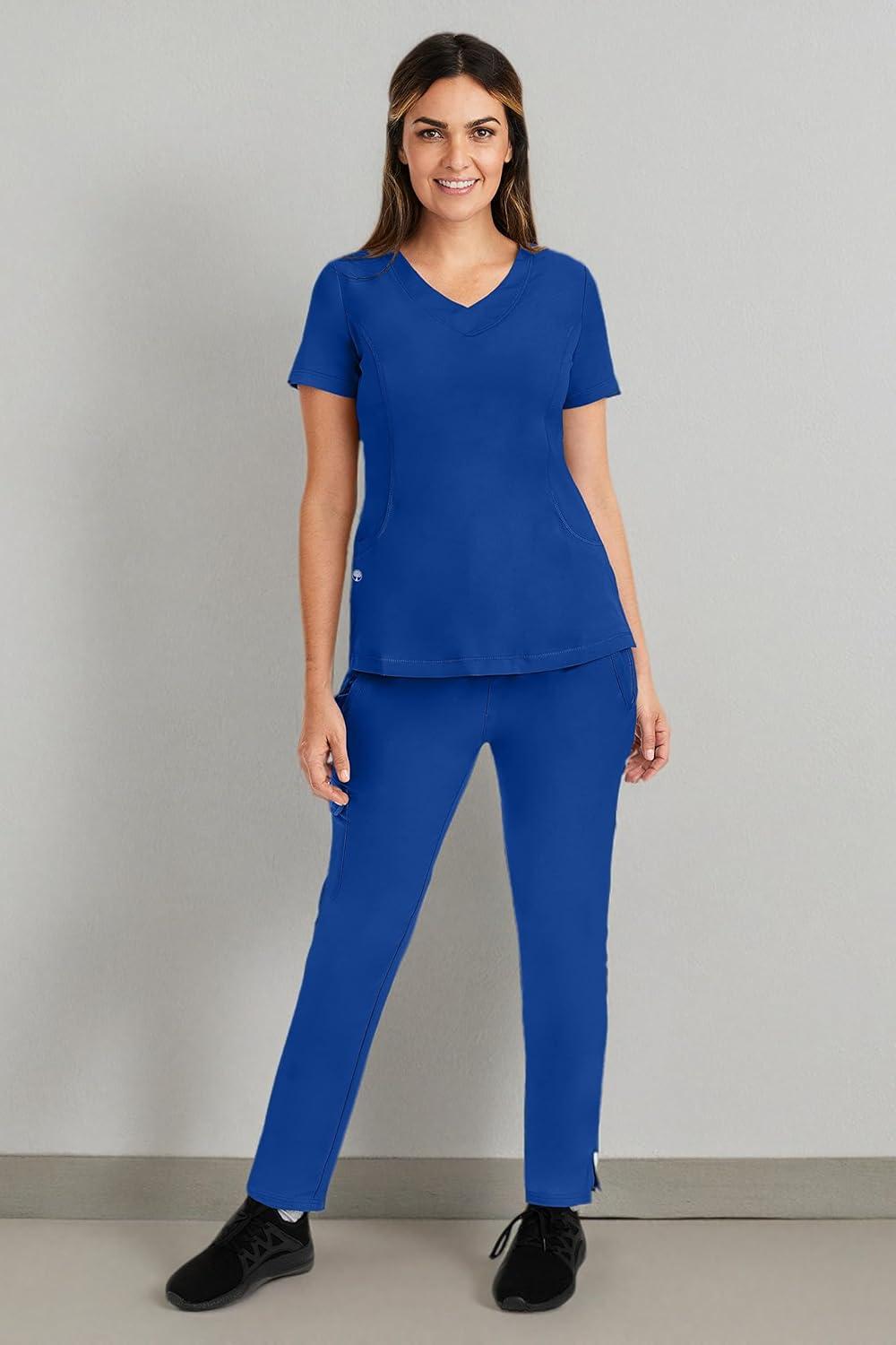 imageHealing Hands Womens Yoga Scrubs Pant 6 Pocket HH360 9155 Naomi Athleisure Scrub Yoga Pant for WomenGalaxy Blue