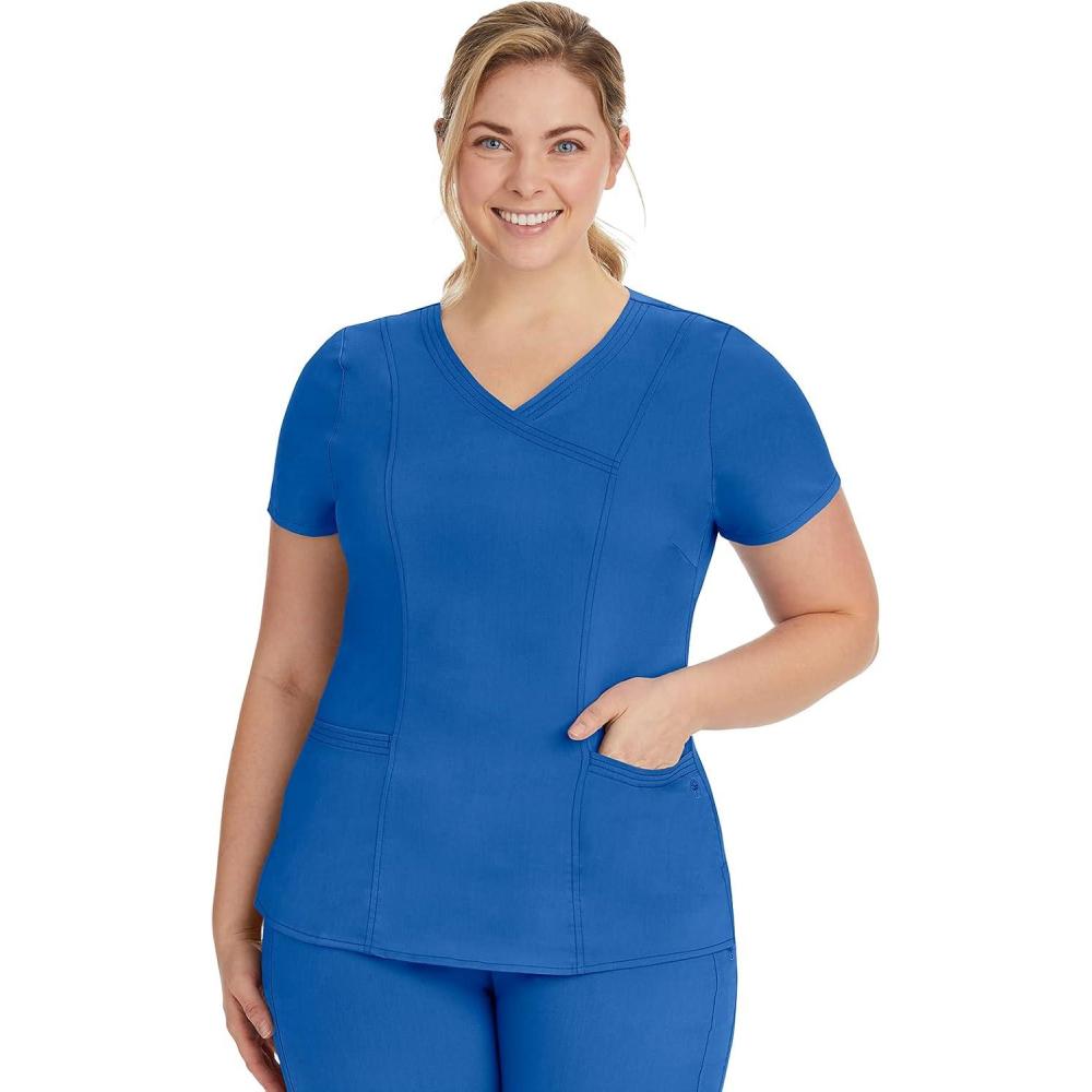 imageHealing Hands Scrubs for Women Mock Wrap Neck Top 2 Pocket Purple Label Womens Scrub Top 2172 JordanRoyal