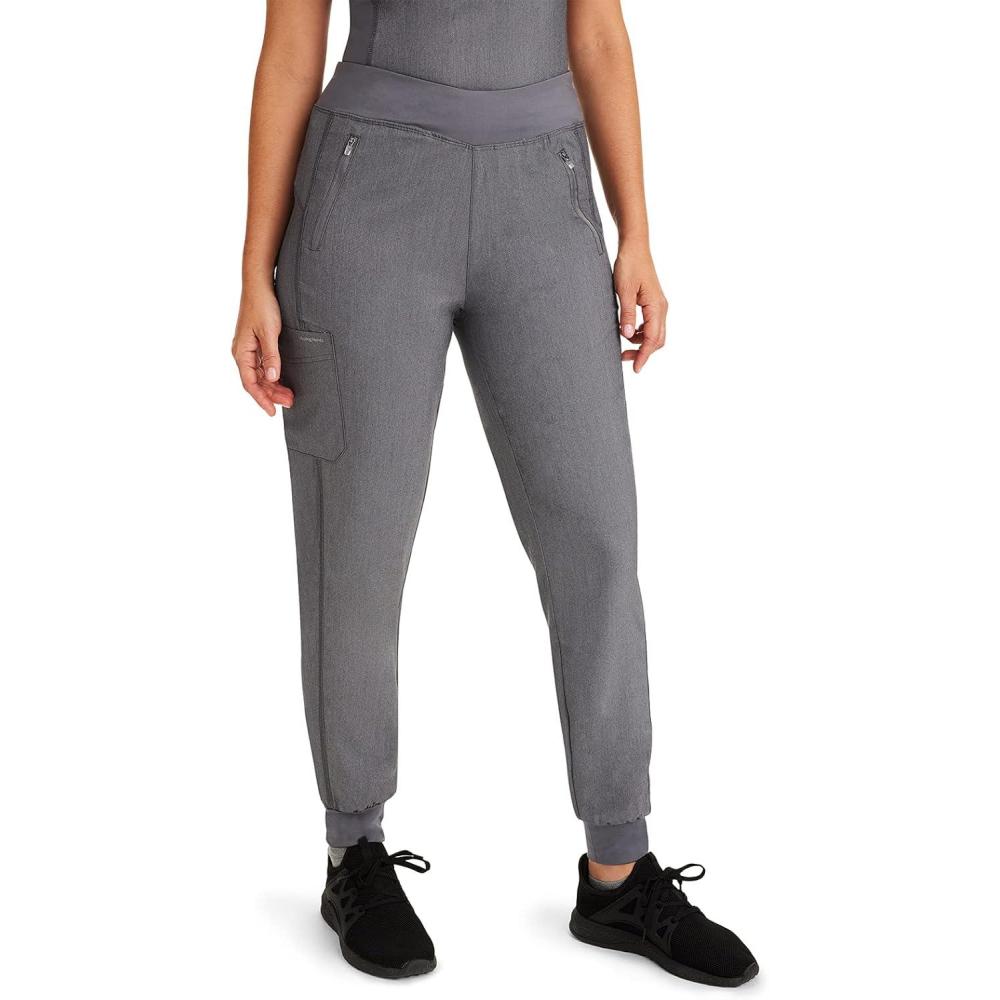 imageHealing Hands Womens Scrub Jogger Pant Tara with 6 Pockets Durable 2Way Stretch and Easy Care Fabric  9233Heather Grey