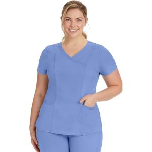 Healing Hands Scrubs for Women Mock Wrap Neck Top 2 Pocket Purple Label Women’s Scrub Top 2172 Jordan(Ceil)