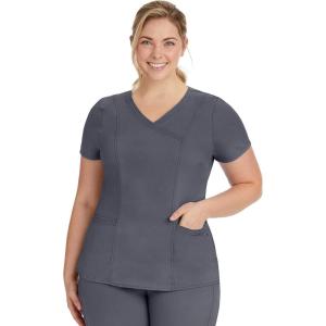 Healing Hands Scrubs for Women Mock Wrap Neck Top 2 Pocket Purple Label Women’s Scrub Top 2172 Jordan(Pewter)
