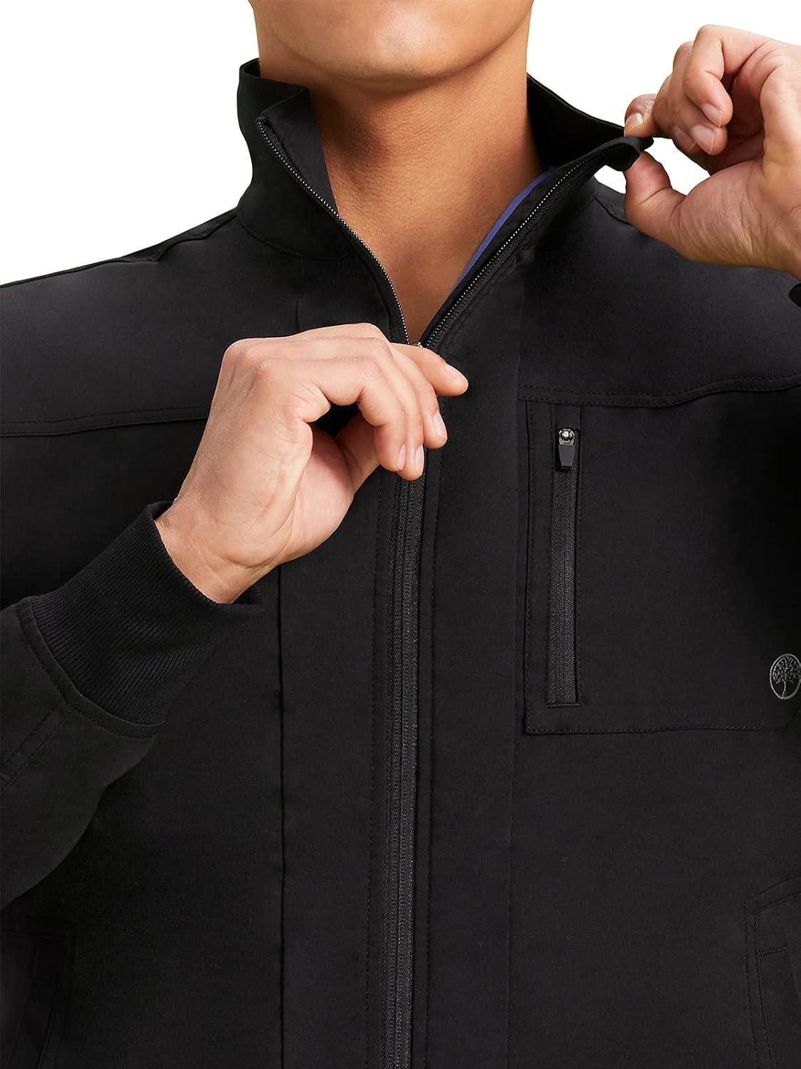imageHealing Hands Mens Scrub Jacket 6 Pocket Purple Label Scrubs 5530 Jonathan Zip up Jacket for MenBlack