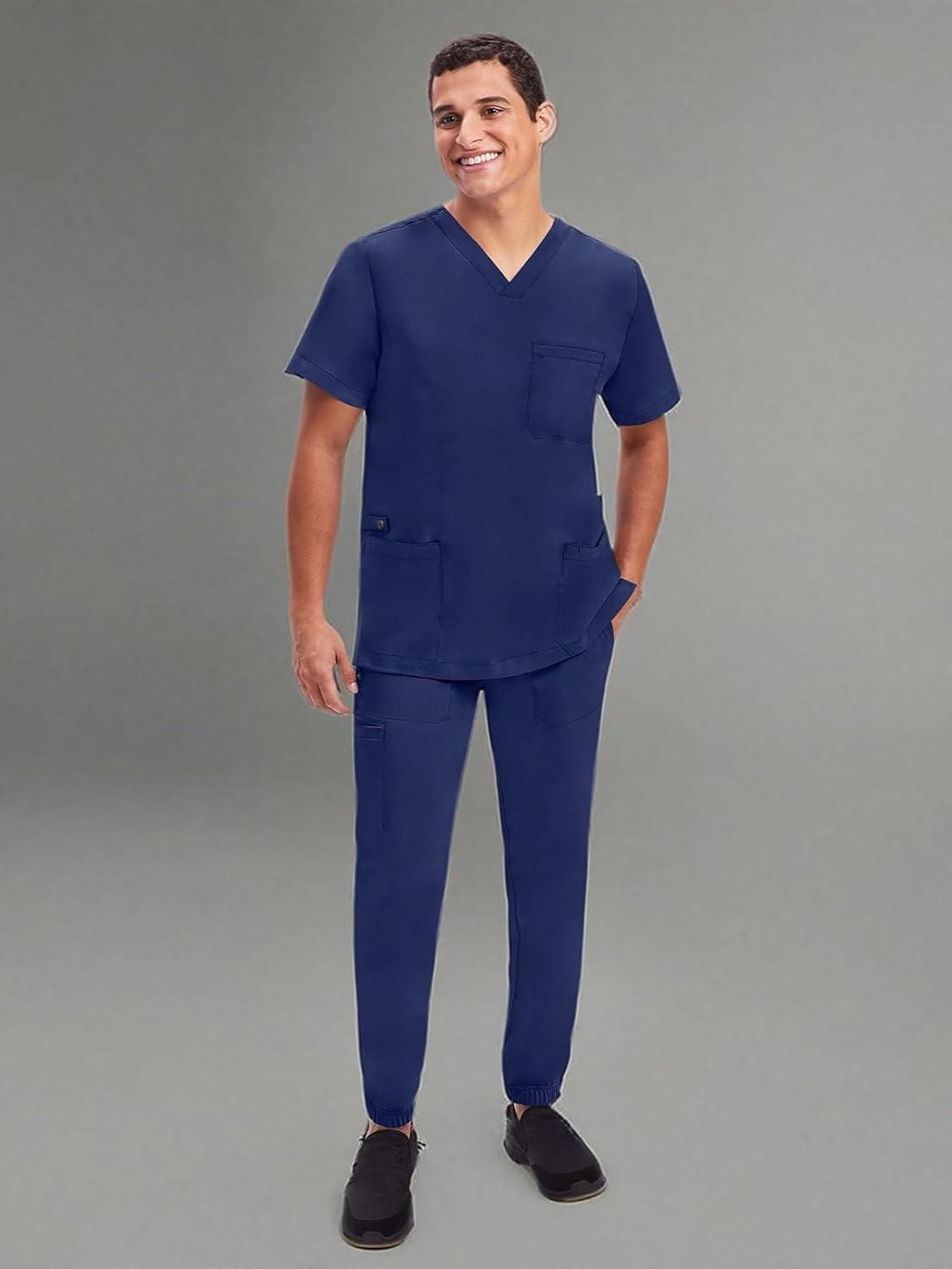 imageHealing Hands Mens Scrub Jogger Pants Dante with 4 Pockets 2Way Stretch and Durable Fabric 9301Navy