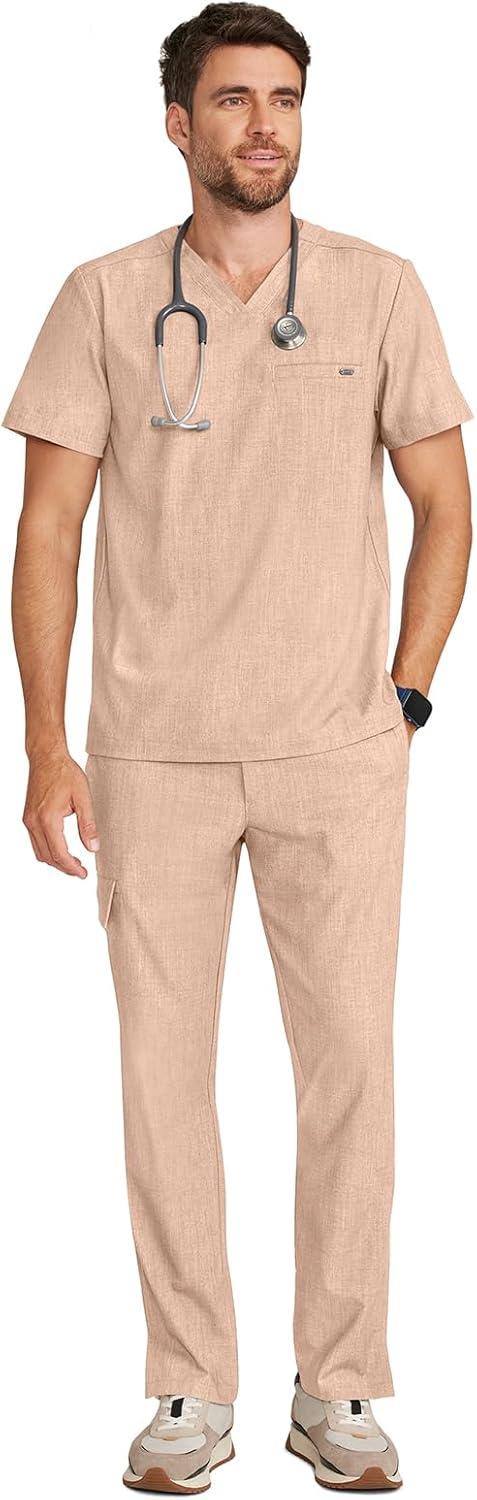 imageHealing Hands Mens Scrub Top VNeck with 1 Pocket ampamp 360 Stretch Fabric HH758Desert Taupe