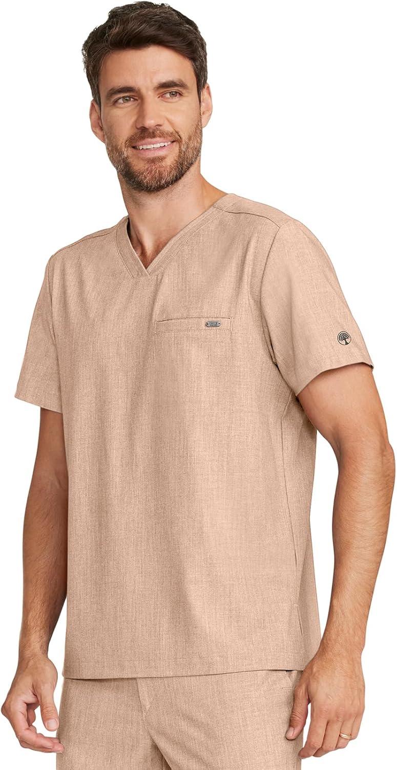 imageHealing Hands Mens Scrub Top VNeck with 1 Pocket ampamp 360 Stretch Fabric HH758Desert Taupe