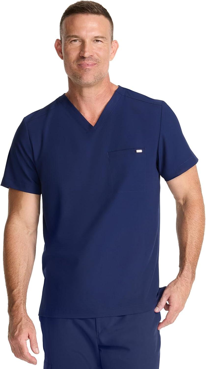 imageHealing Hands Mens Scrub Top VNeck with 1 Pocket ampamp 360 Stretch Fabric HH758Navy