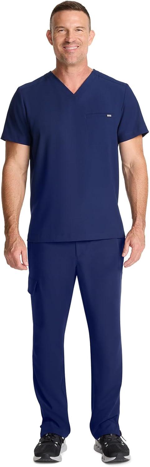 imageHealing Hands Mens Scrub Top VNeck with 1 Pocket ampamp 360 Stretch Fabric HH758Navy