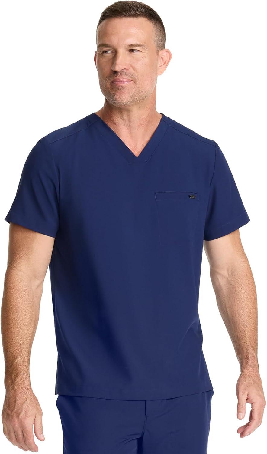 imageHealing Hands Mens Scrub Top VNeck with 1 Pocket ampamp 360 Stretch Fabric HH758Navy