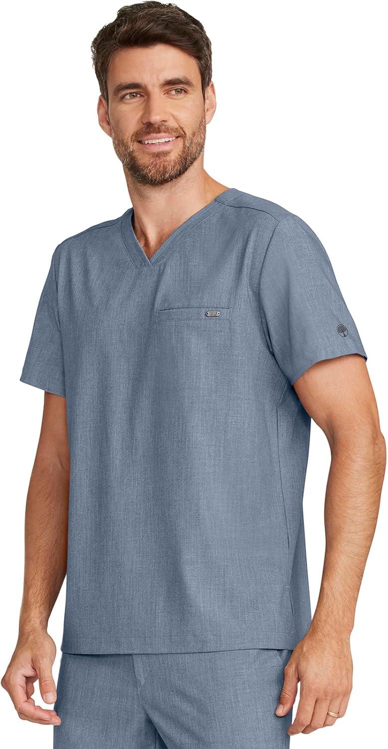 imageHealing Hands Mens Scrub Top VNeck with 1 Pocket ampamp 360 Stretch Fabric HH758Twilight Blue