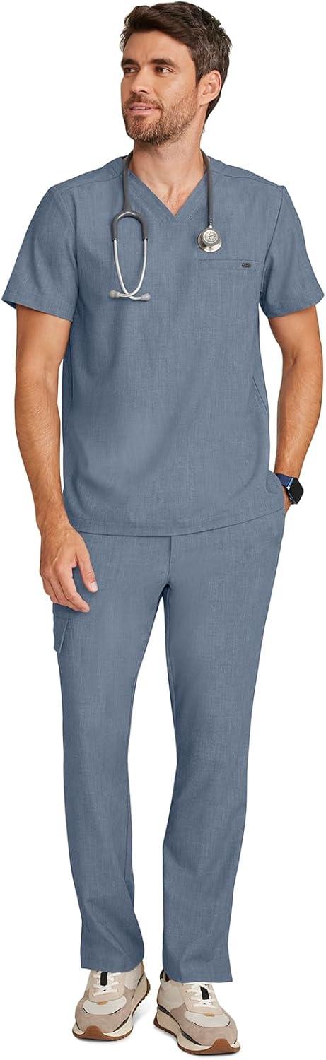 imageHealing Hands Mens Scrub Top VNeck with 1 Pocket ampamp 360 Stretch Fabric HH758Twilight Blue