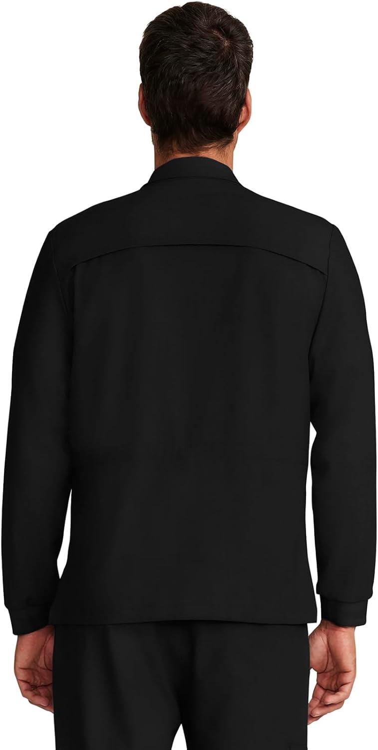 imageHealing Hands Scrub Jacket for Men Zip Front Utility Jacket with 4 Pockets HH361Black