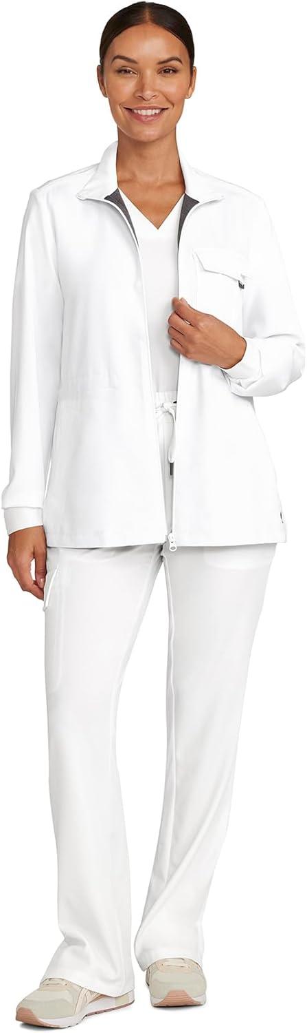 imageHealing Hands Scrub Jackets for Woman ZipFront Utility Jacket with 4 Pockets HH360White Gardenia