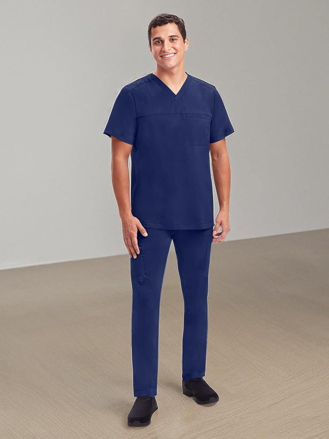 imageHealing Hands Scrub Pants for Men Daniel Utility Bottoms with 6 Pockets 2Way Stretch and Durable Fabric 9300Navy