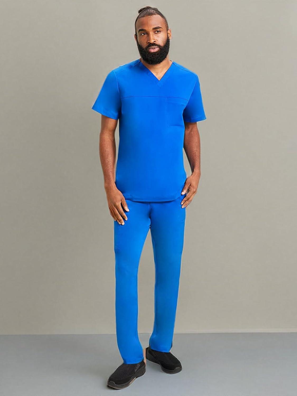 imageHealing Hands Scrub Pants for Men Daniel Utility Bottoms with 6 Pockets 2Way Stretch and Durable Fabric 9300Royal