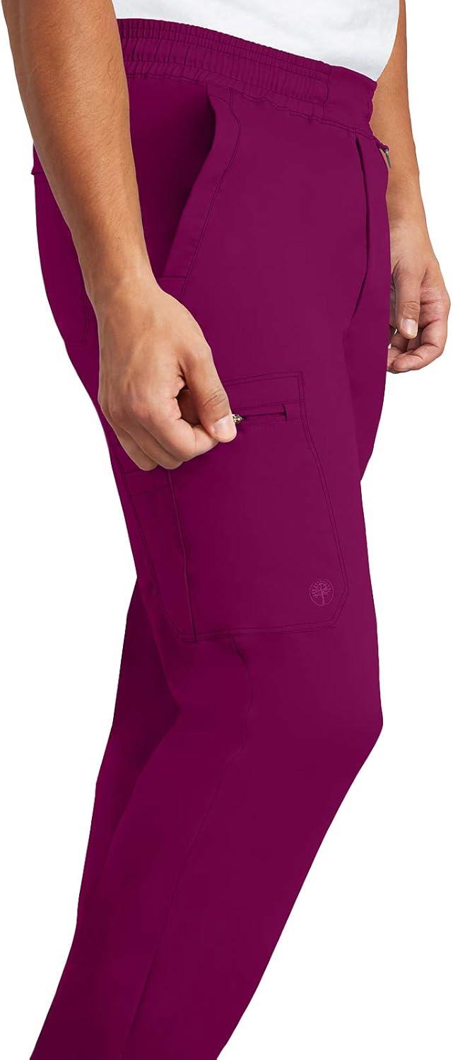 imageHealing Hands Scrub Pants for Men Daniel Utility Bottoms with 6 Pockets 2Way Stretch and Durable Fabric 9300Wine