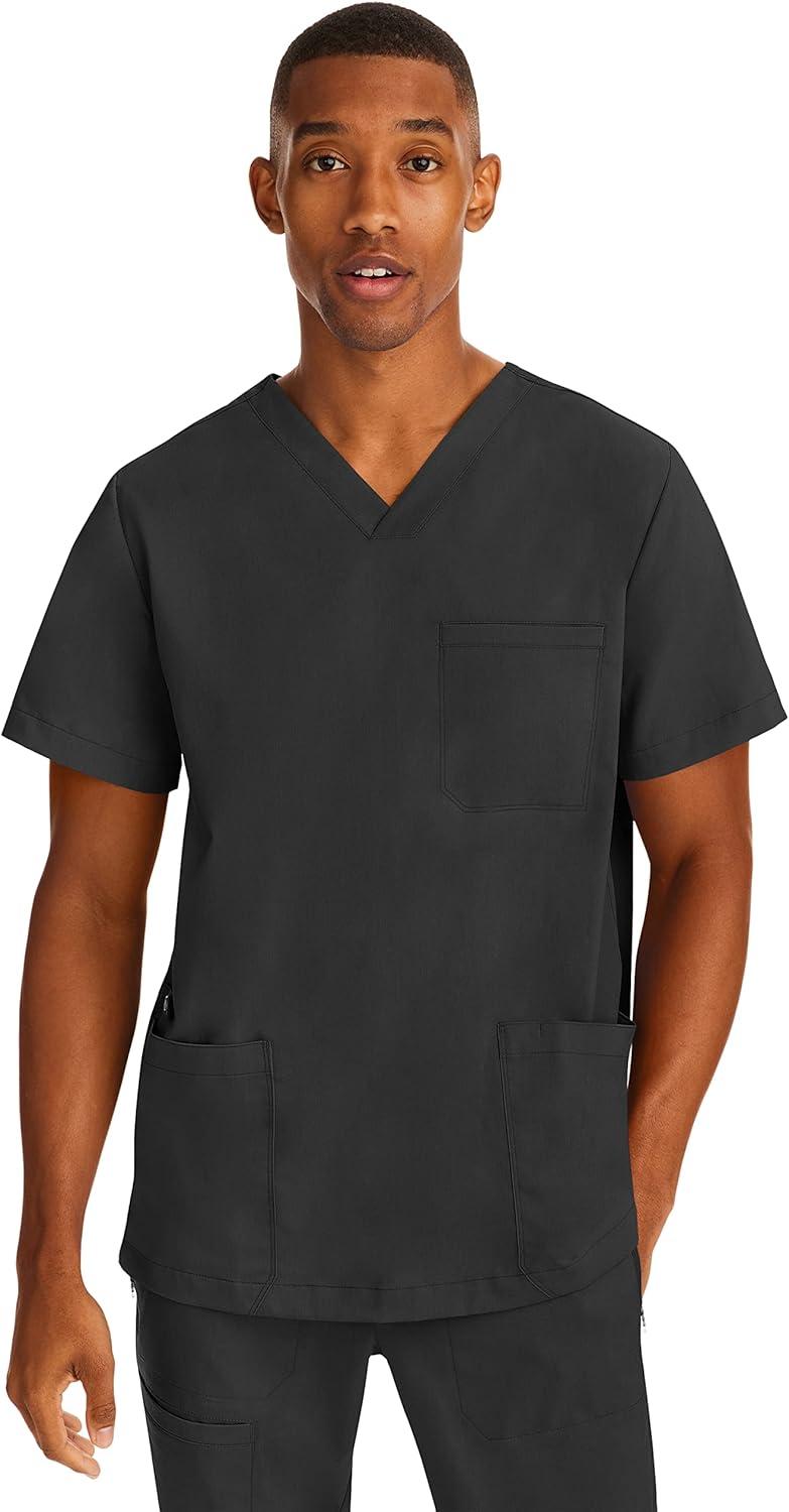 imageHealing Hands Scrubs for Men Modern Fit Scrub Top Jake with 3 Patch Pockets Side Vents and Stretchy Fabric 2331Black
