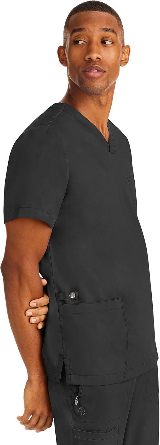 imageHealing Hands Scrubs for Men Modern Fit Scrub Top Jake with 3 Patch Pockets Side Vents and Stretchy Fabric 2331Black