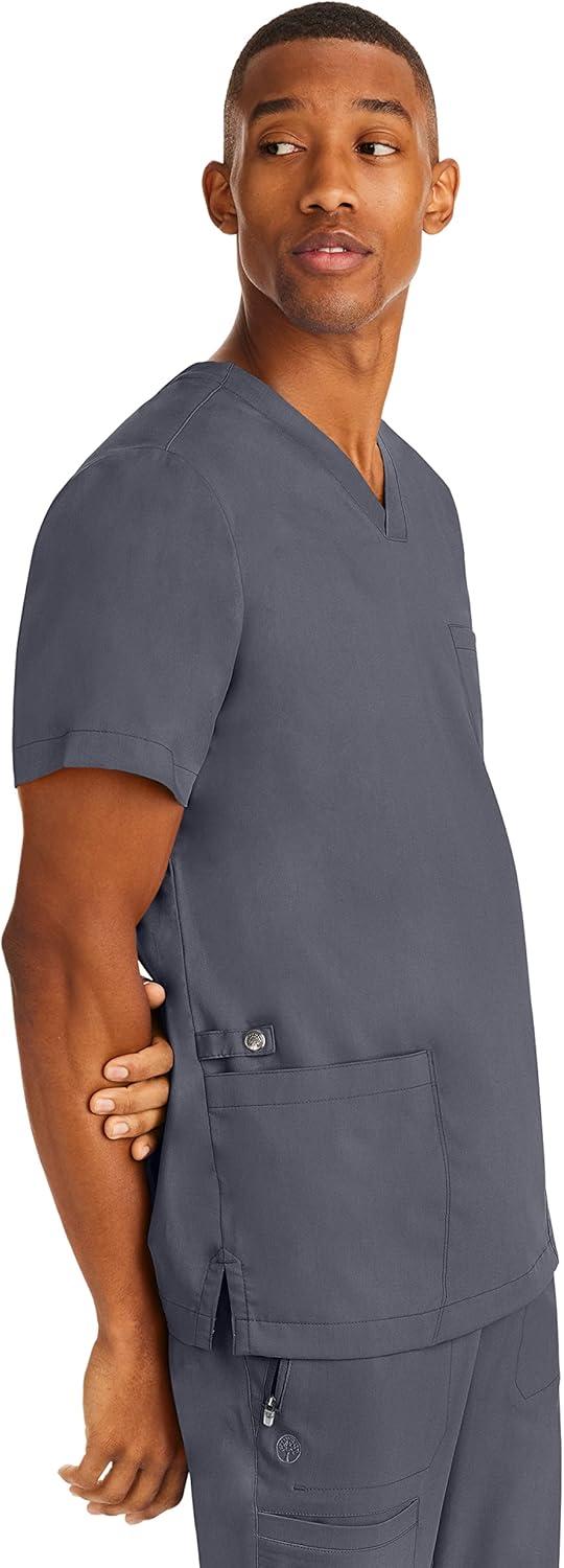 imageHealing Hands Scrubs for Men Modern Fit Scrub Top Jake with 3 Patch Pockets Side Vents and Stretchy Fabric 2331Pewter
