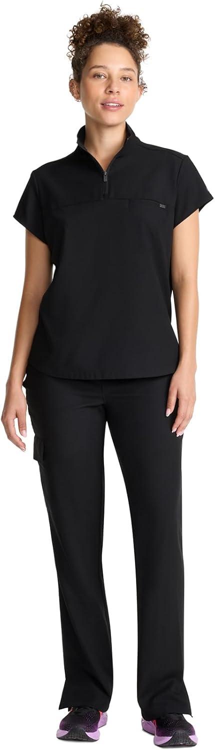 imageHealing Hands Scrubs for Women Scrub Top with Zip Stand Collar 360 Stretch HH752Black