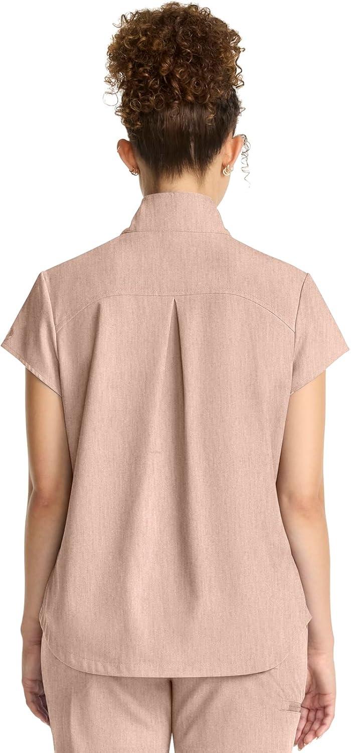 imageHealing Hands Scrubs for Women Scrub Top with Zip Stand Collar 360 Stretch HH752Desert Taupe