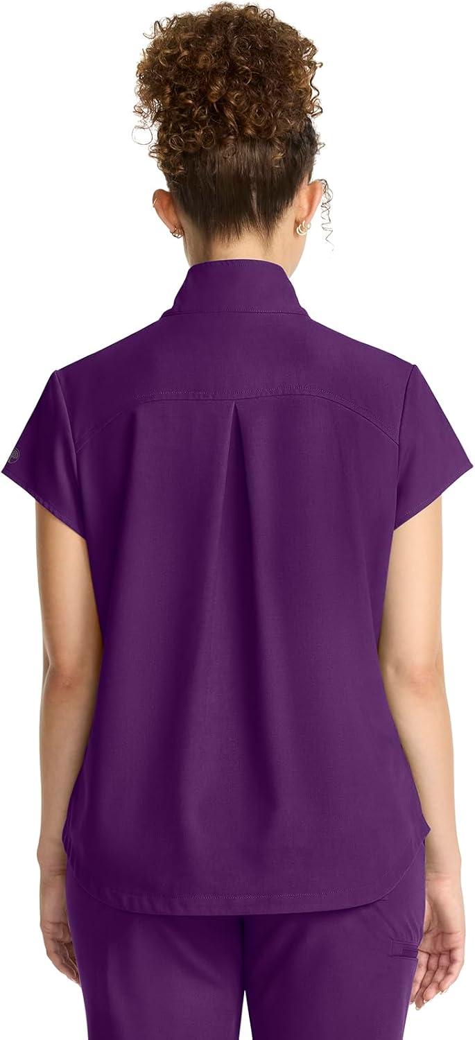 imageHealing Hands Scrubs for Women Scrub Top with Zip Stand Collar 360 Stretch HH752Eggplant