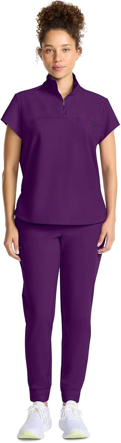 imageHealing Hands Scrubs for Women Scrub Top with Zip Stand Collar 360 Stretch HH752Eggplant