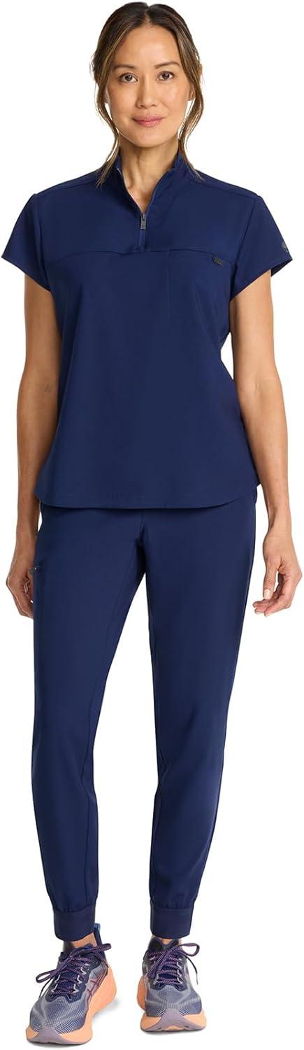 imageHealing Hands Scrubs for Women Scrub Top with Zip Stand Collar 360 Stretch HH752Navy