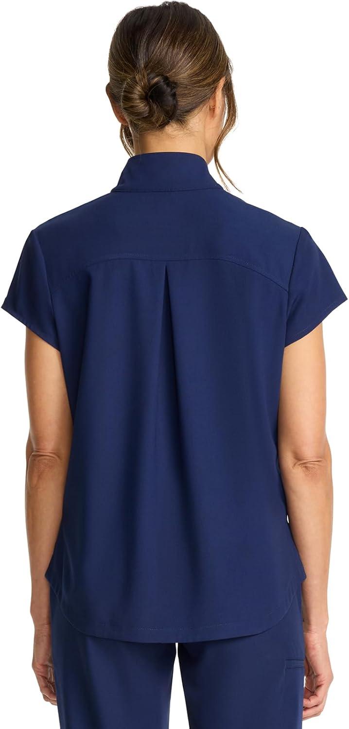 imageHealing Hands Scrubs for Women Scrub Top with Zip Stand Collar 360 Stretch HH752Navy