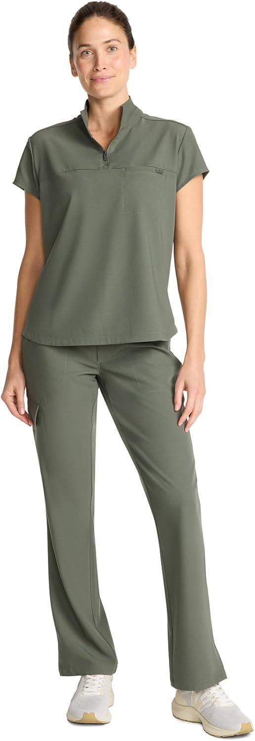imageHealing Hands Scrubs for Women Scrub Top with Zip Stand Collar 360 Stretch HH752Olive