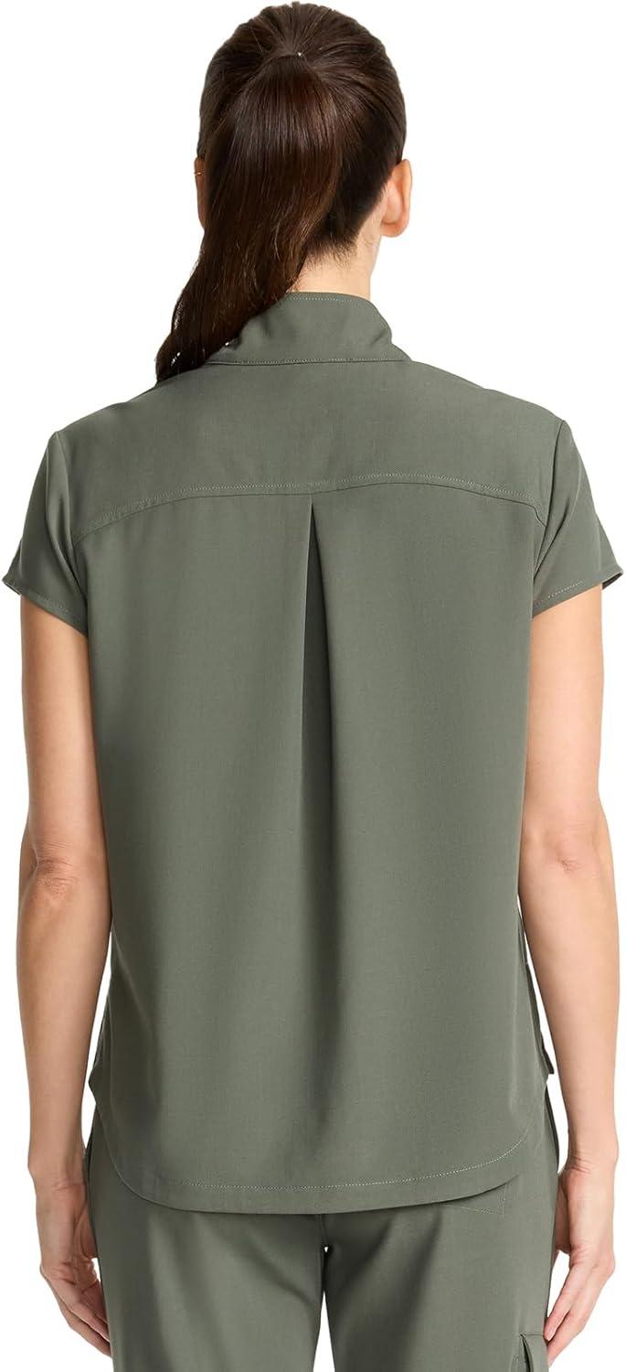 imageHealing Hands Scrubs for Women Scrub Top with Zip Stand Collar 360 Stretch HH752Olive