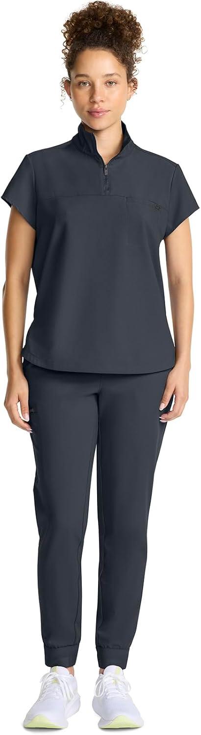 imageHealing Hands Scrubs for Women Scrub Top with Zip Stand Collar 360 Stretch HH752Pewter