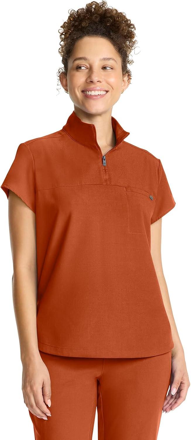 imageHealing Hands Scrubs for Women Scrub Top with Zip Stand Collar 360 Stretch HH752Warm Sunrise