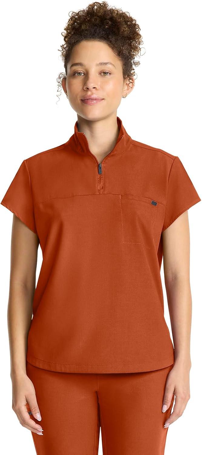 imageHealing Hands Scrubs for Women Scrub Top with Zip Stand Collar 360 Stretch HH752Warm Sunrise