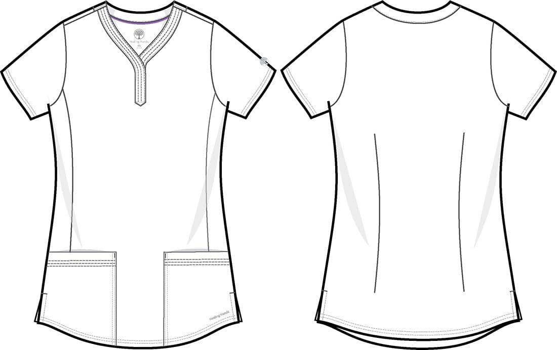 imageHealing Hands Scrubs for Women YNeck Jane Modern Fit Triple Stitch Detail 2 Pockets 2Way Stretch ampamp Shirttail Hem 2167Ceil