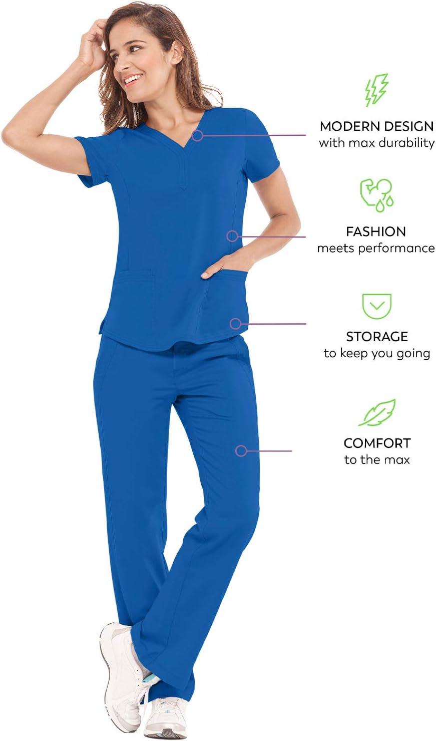 imageHealing Hands Scrubs for Women YNeck Jane Modern Fit Triple Stitch Detail 2 Pockets 2Way Stretch ampamp Shirttail Hem 2167Royal