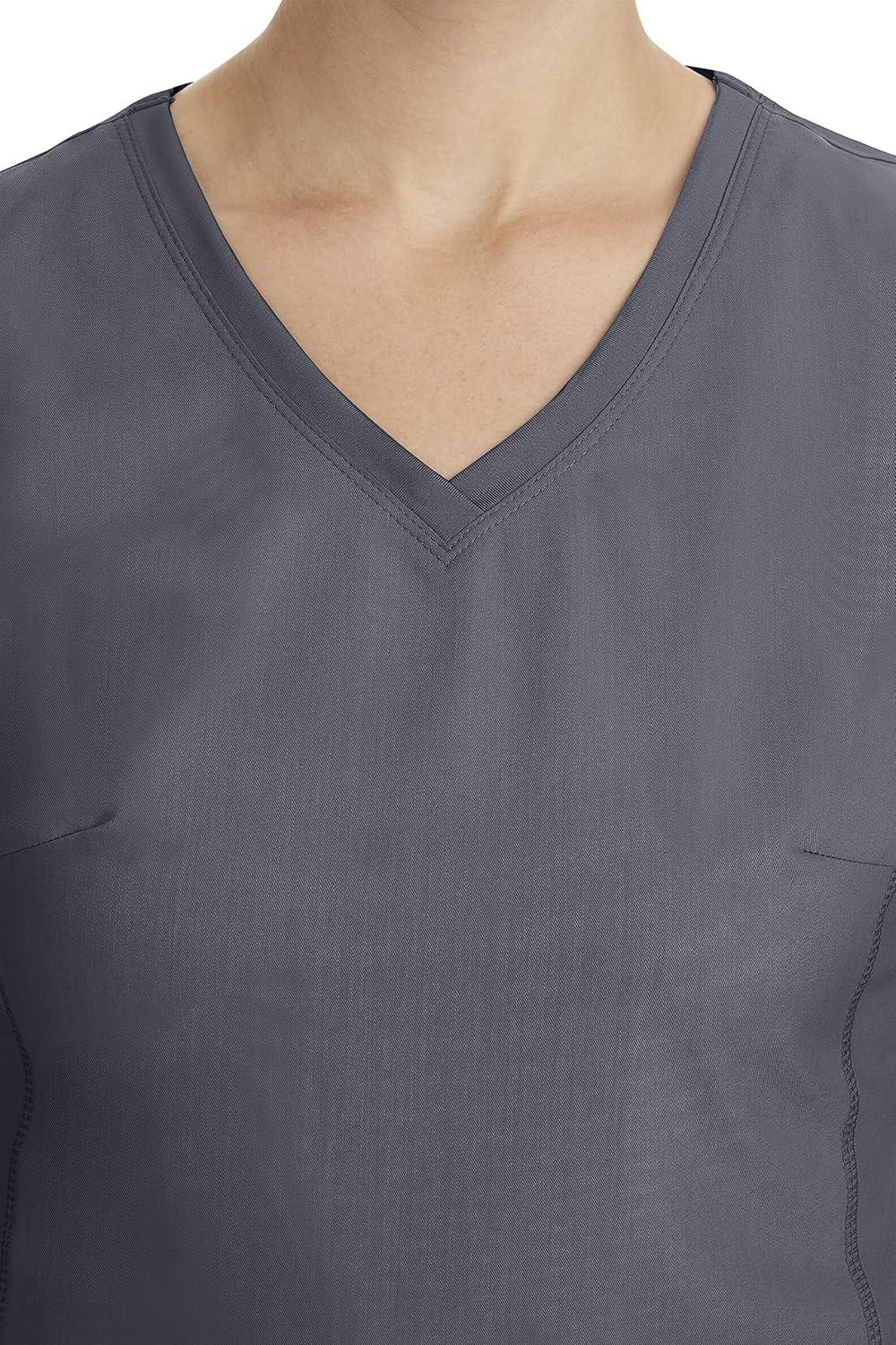 imageHealing Hands Womens Scrub Top VNeck with 2 Pockets 2Way Stretch and Yoga Knit Side Panels for Slim Fit 2245Pewter