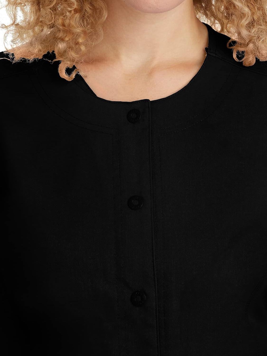 imageHealing Hands Womens Snap Front Scrub Jacket Daisy 2Way Stretch Uniform 5063Eggplant