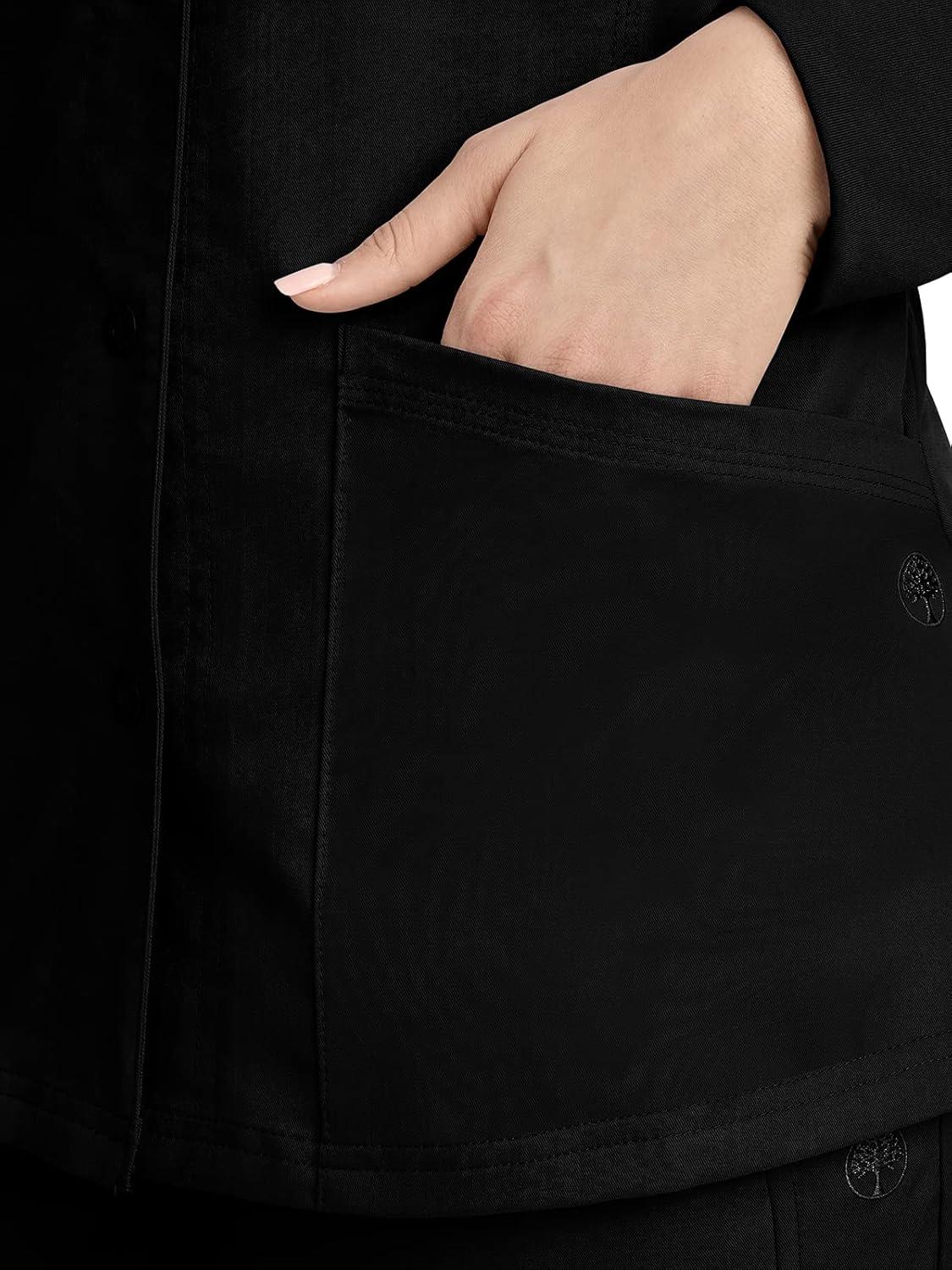 imageHealing Hands Womens Snap Front Scrub Jacket Daisy 2Way Stretch Uniform 5063Eggplant