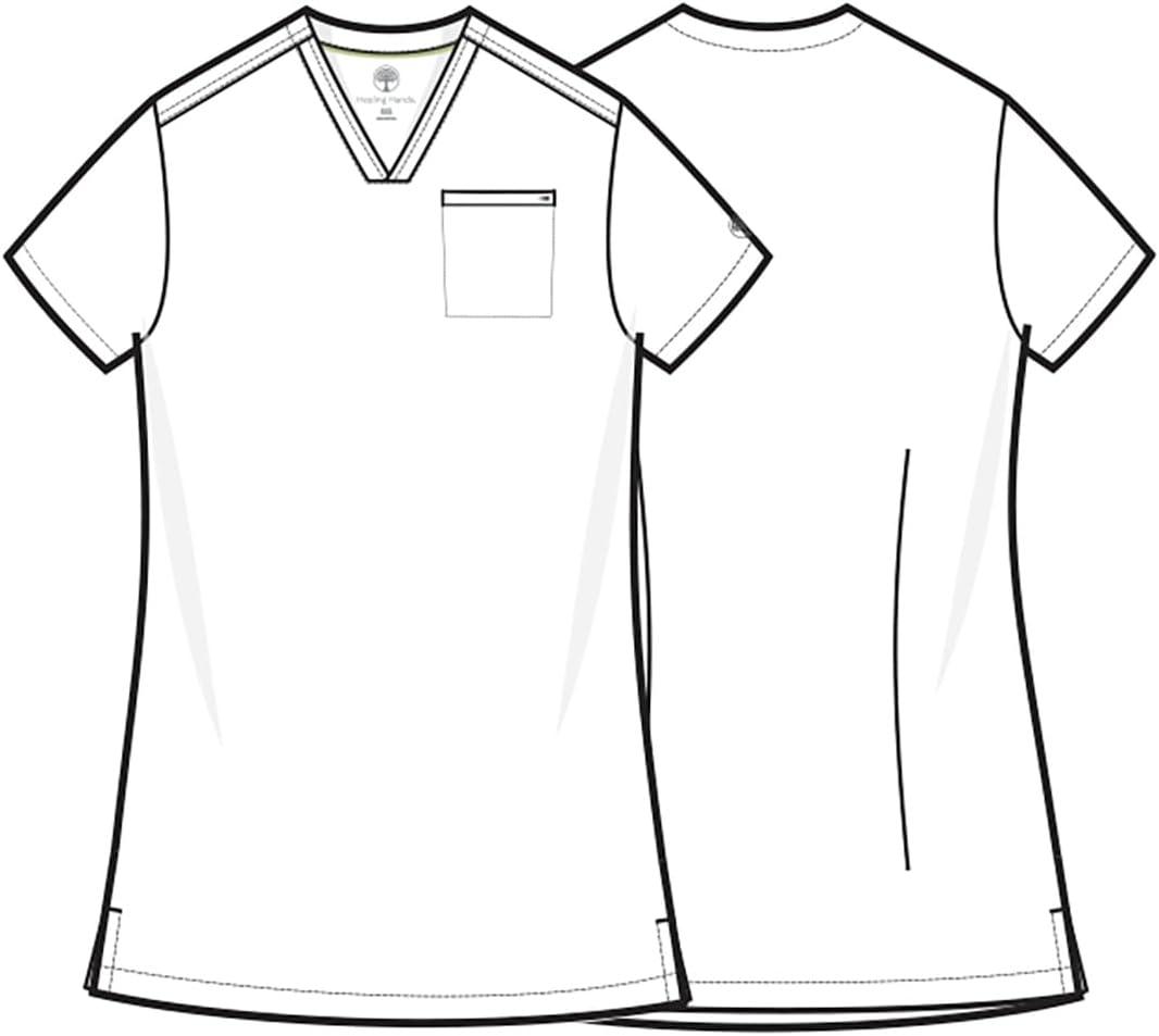 imageHealing Hands Womens Tops VNeck Scrub Top Tuckin with Welt Chest Pocket HH755Navy