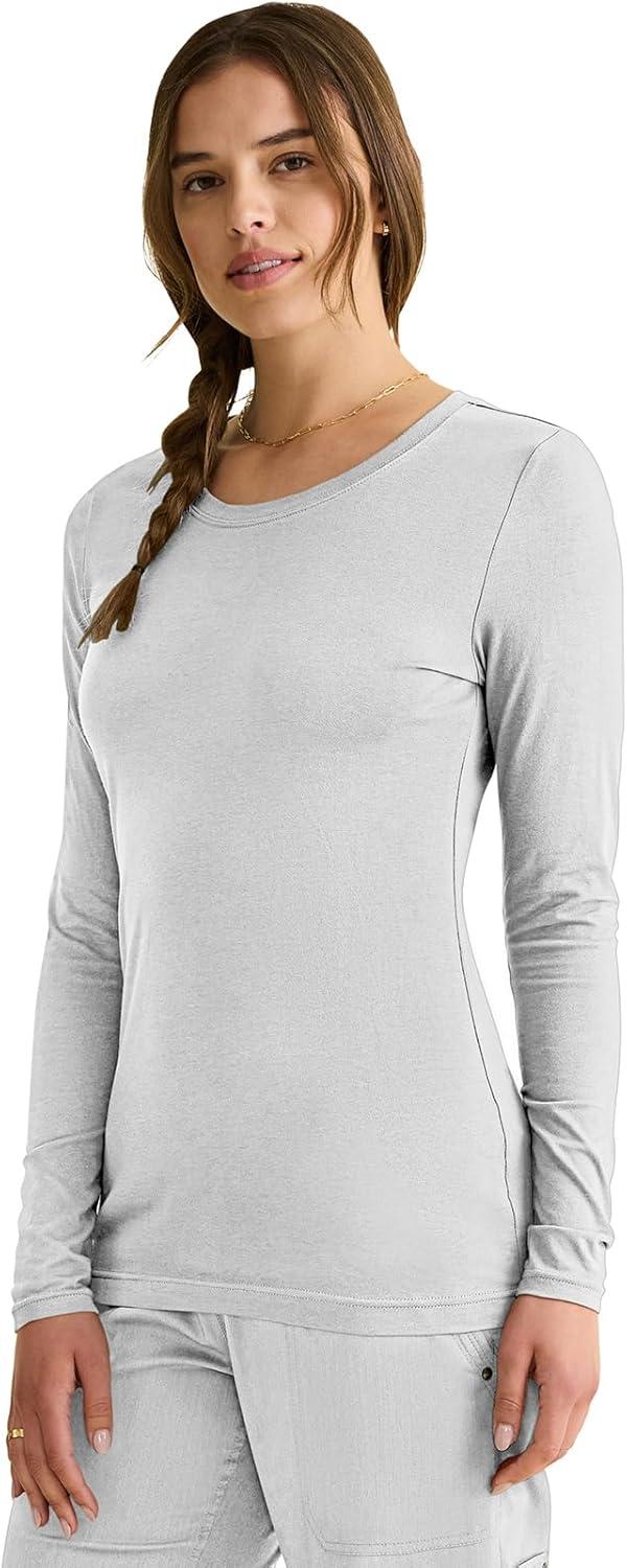 imageHealing Hands Womens Underscrub Soft Knit Melissa Longsleeve Scrub Tee with Breathable ampamp Easy Care Fabric 5047Black White Navy 3 Pack