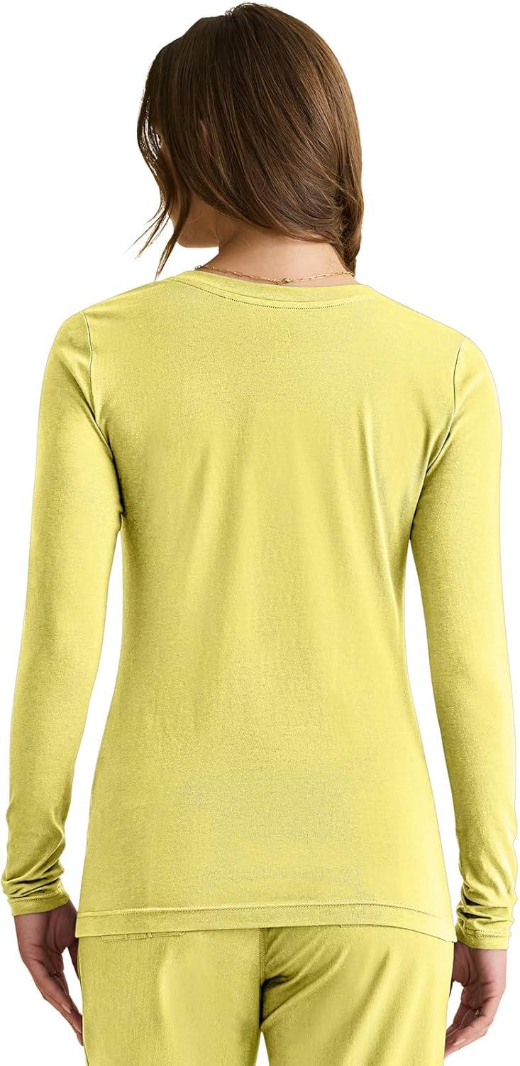 imageHealing Hands Womens Underscrub Soft Knit Melissa Longsleeve Scrub Tee with Breathable ampamp Easy Care Fabric 5047Canary