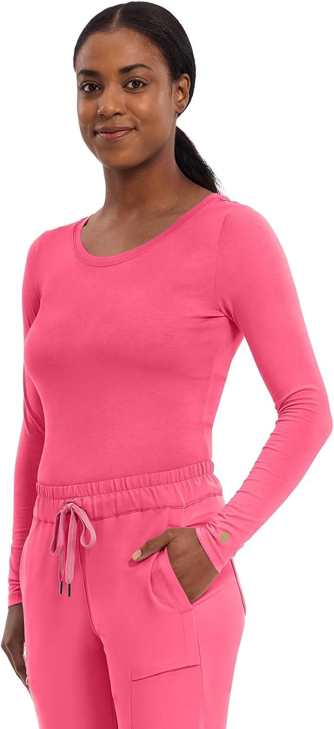 imageHealing Hands Womens Underscrub Soft Knit Melissa Longsleeve Scrub Tee with Breathable ampamp Easy Care Fabric 5047Carnation Pink
