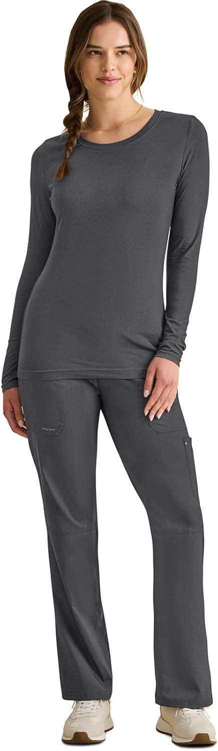 imageHealing Hands Womens Underscrub Soft Knit Melissa Longsleeve Scrub Tee with Breathable ampamp Easy Care Fabric 5047Charcoal