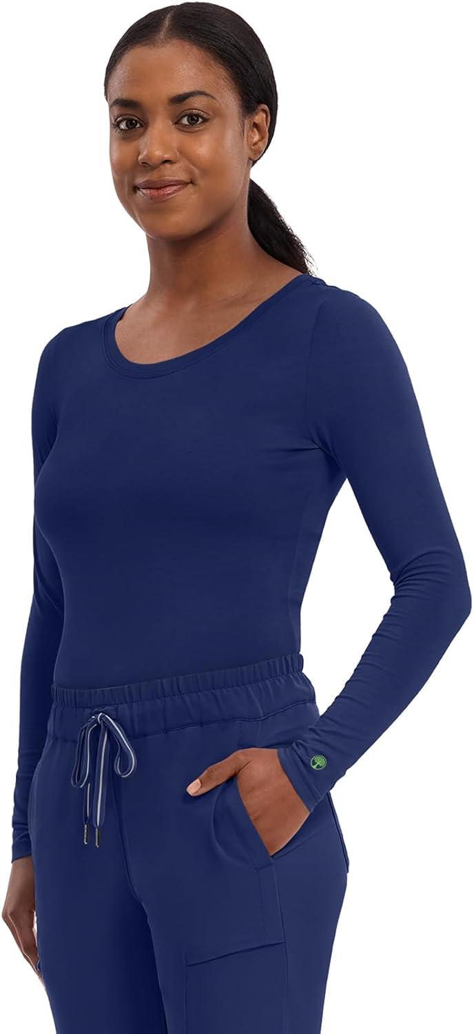 imageHealing Hands Womens Underscrub Soft Knit Melissa Longsleeve Scrub Tee with Breathable ampamp Easy Care Fabric 5047Navy