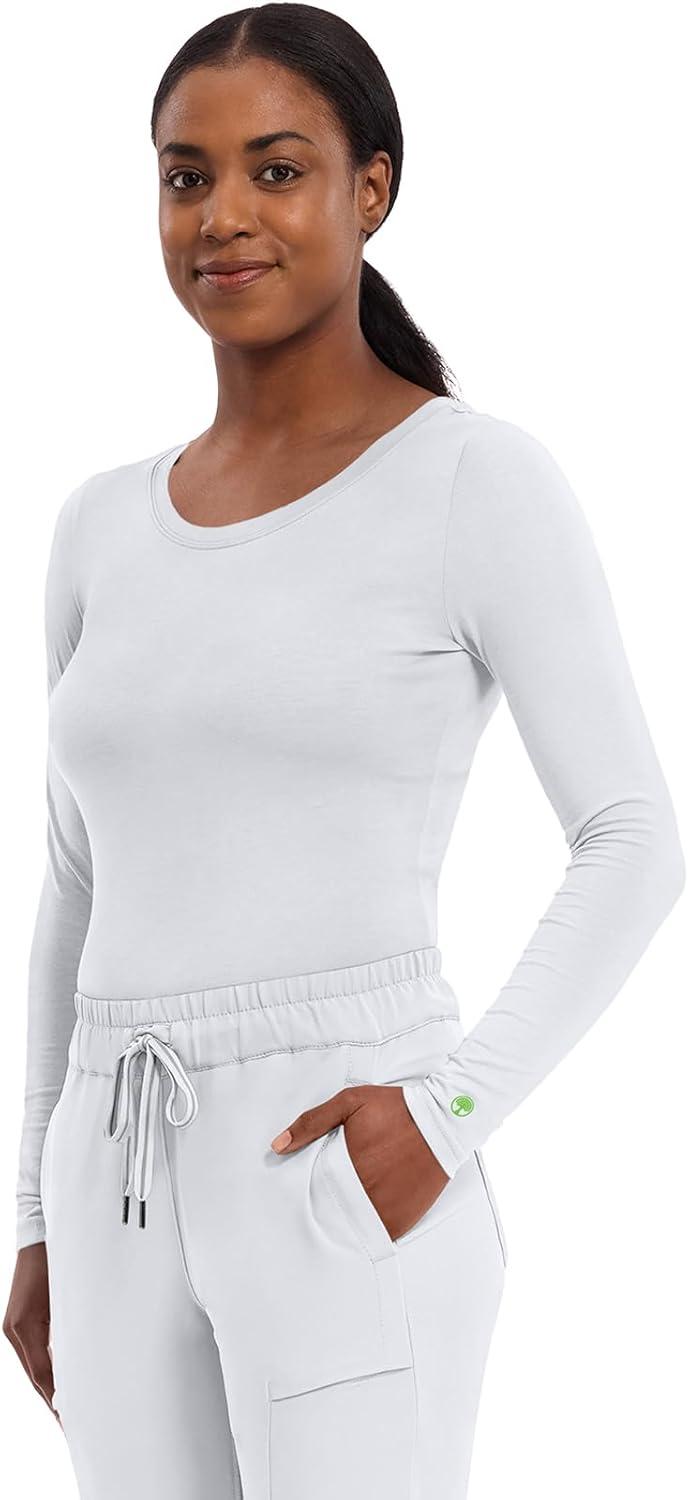 imageHealing Hands Womens Underscrub Soft Knit Melissa Longsleeve Scrub Tee with Breathable ampamp Easy Care Fabric 5047White