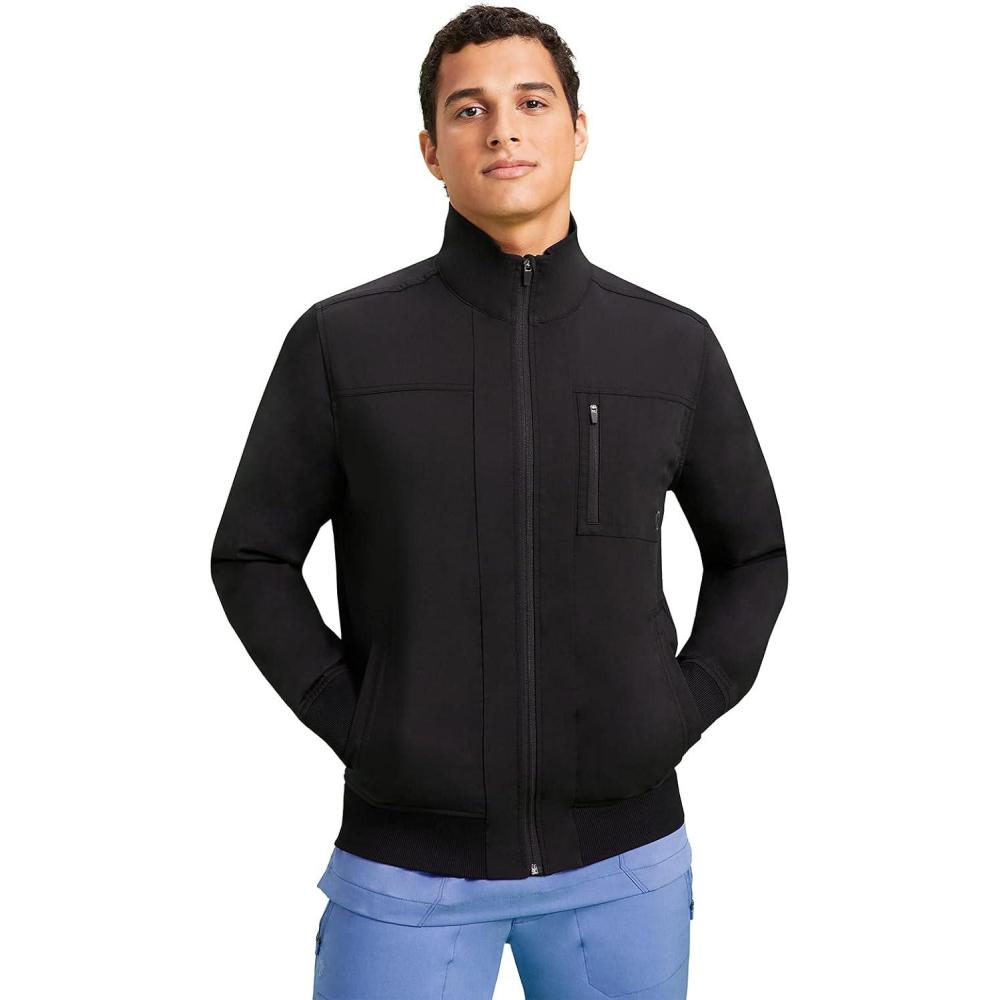imageHealing Hands Mens Scrub Jacket 6 Pocket Purple Label Scrubs 5530 Jonathan Zip up Jacket for MenBlack