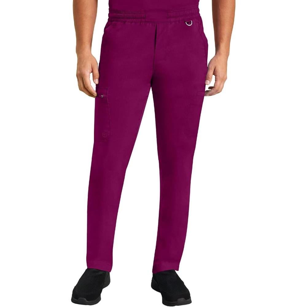 imageHealing Hands Scrub Pants for Men Daniel Utility Bottoms with 6 Pockets 2Way Stretch and Durable Fabric 9300Wine