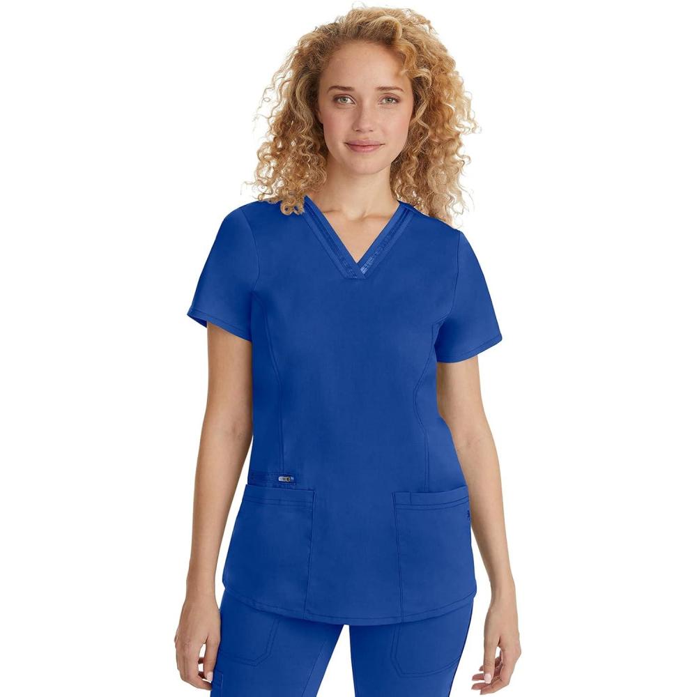 imageHealing Hands Scrub Top for Women with 3 Pockets and Easy Care 2Way Stretch Fabric 2278Galaxy
